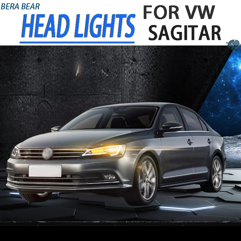 

BERA BEAR Car Styling LED Headlights For Volkswagen Jetta Sagitar Headlamp 2012-2018 LED DRL Running lights High Low Beam lights