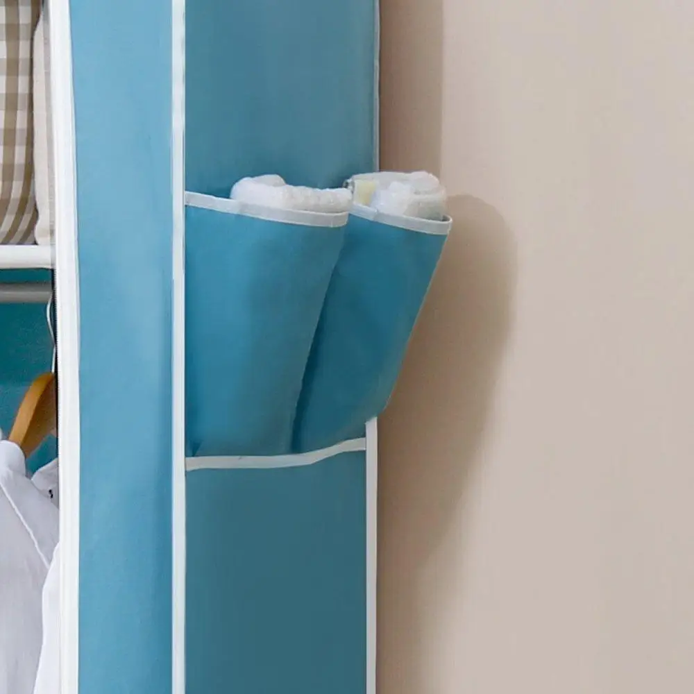 

Portable Clothes Storage Closet Double Wardrobe Organizer with Rack Shelves