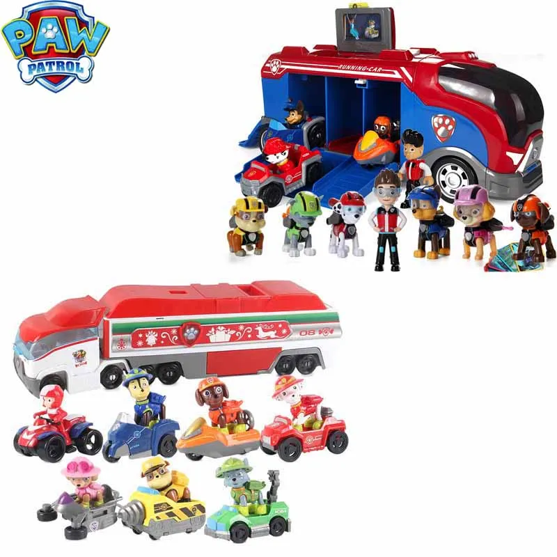 Paw Patrol Bus Car Patrulla Canina Lookout Tower аниме фигурка с музыкой ПВХ фигурки самолетов детские
