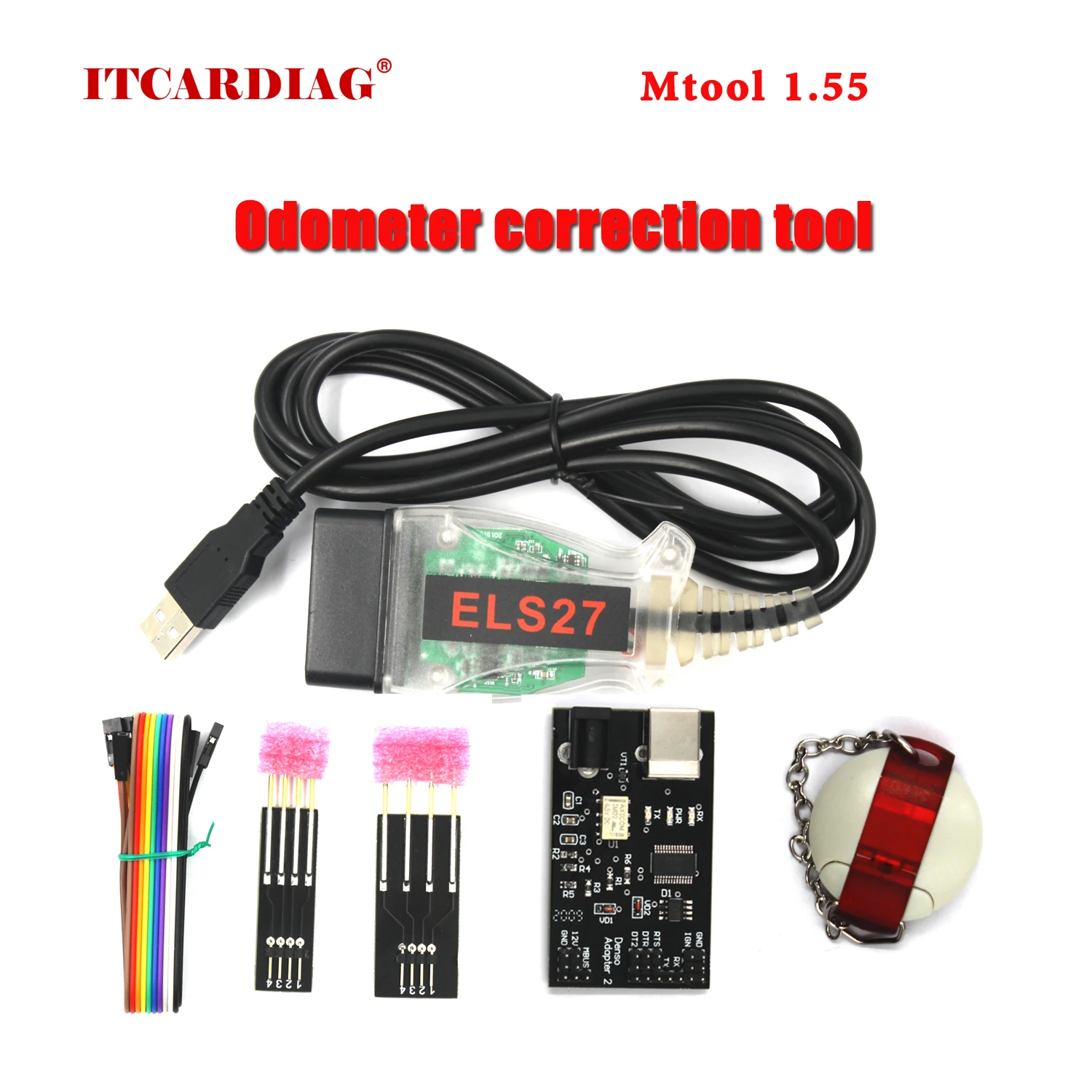 

2021 New MTool V1.55 Mileage Correction Tool Software Dongle + Denso adapter + Denso Pin Wires Cable Od-ometer Correction Tool