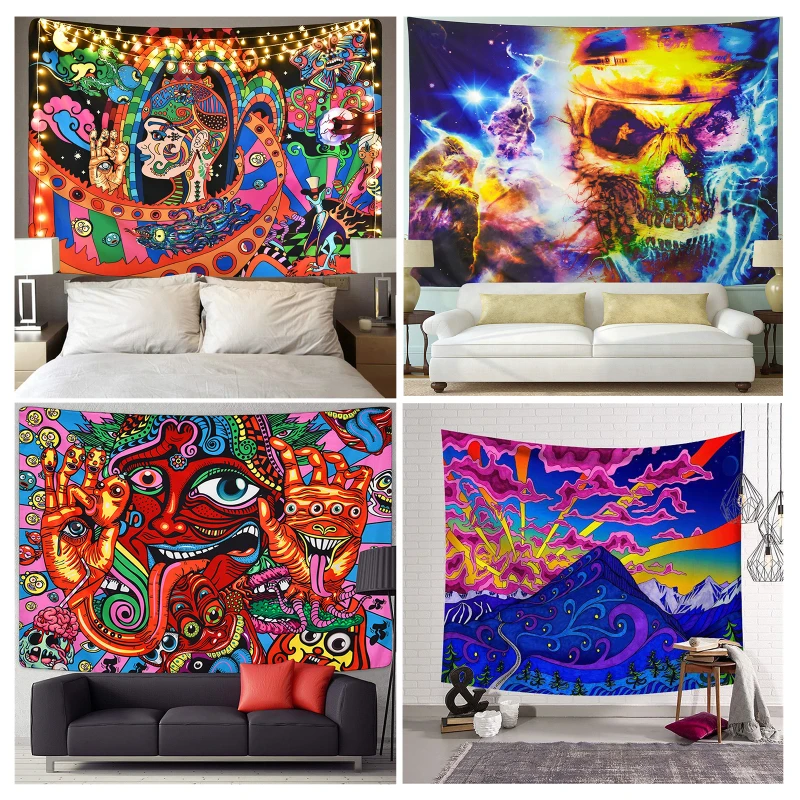 

Fuwatacchi Abstract Pattern Middle Eastern Tapestry Wall Hanging Decor Bohemian Beach Towels Polyester Blanket Travel Tapestries