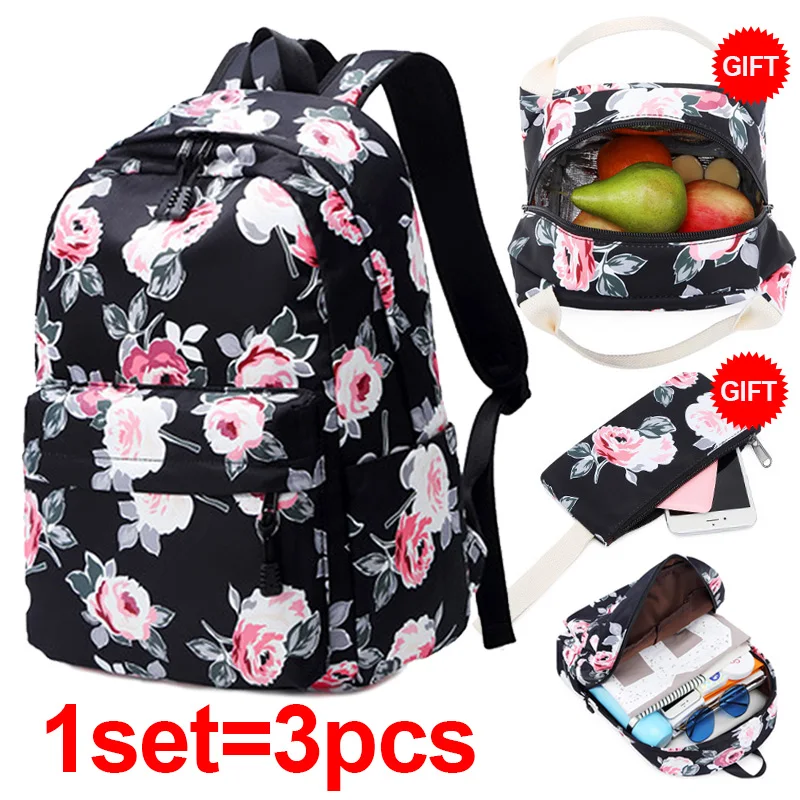 Новинка 2020 женский рюкзак Оксфорд для девочек с цветочным принтом школьный