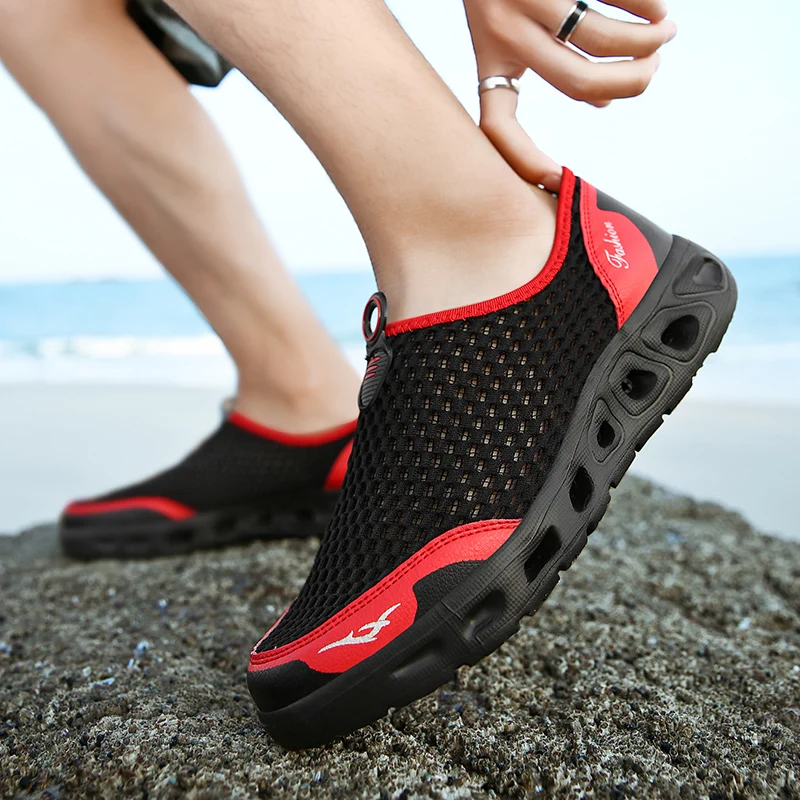 

Мужские акватуфли 2020, уличные дышащие пляжные туфли, легкие быстросохнущие кроссовки, спортивные кроссовки для воды и кемпинга