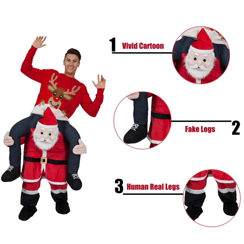 

Woman Men Yellow Chicks Ride on Me Magic Pants Walking Mascot Christmas Halloween Cosplay Costume Animals Carry Back Fake Legs