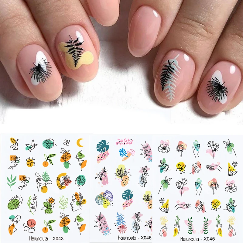 1 лист наклеек для ногтей с изображением фруктов цветов Листьев линий полосок