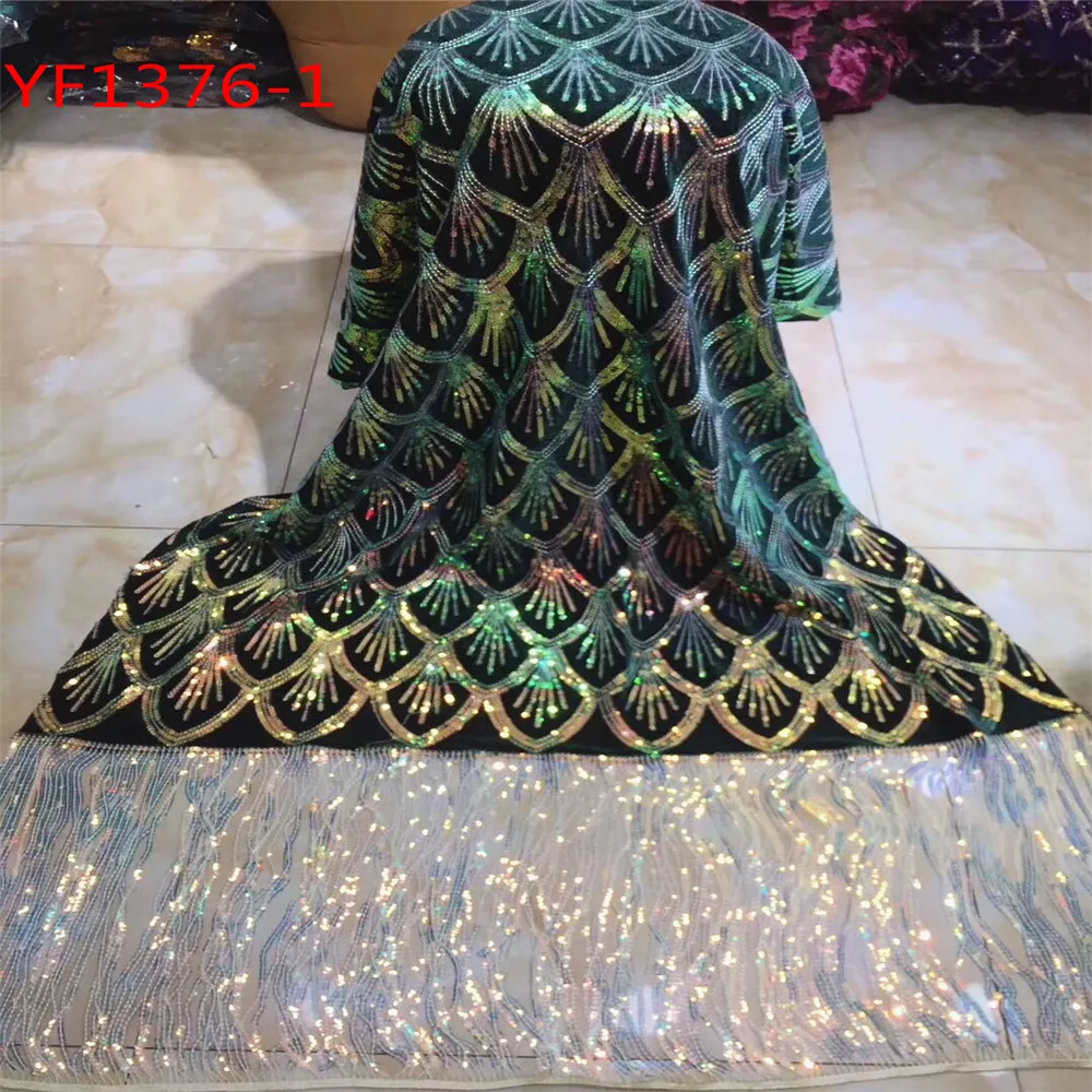 Taland стиль чистая кружевная ткань с блестками так блестящий и уникальный модный дизайн праздничное платье 5 ярдов - Цвет: 1
