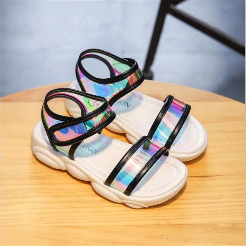 Сандалии для девочек простые эластичные легкие пляжные туфли подростков Детские