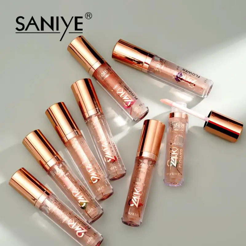 

Transparent Colorless Lip Gloss Long Lasting Moisturizing Gold Leaf Petal Lip Oil Beauty Lips Makeup Cosmetics TSLM2