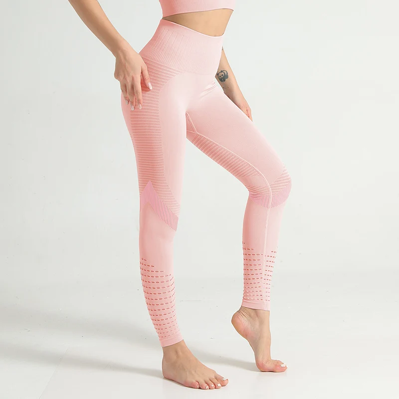 

High Waist Seamless Leggings Women Hollow Out Gym Yoga Pants Stretchy Fitness Sport Tights Jogger Trousers Sportswear X294B