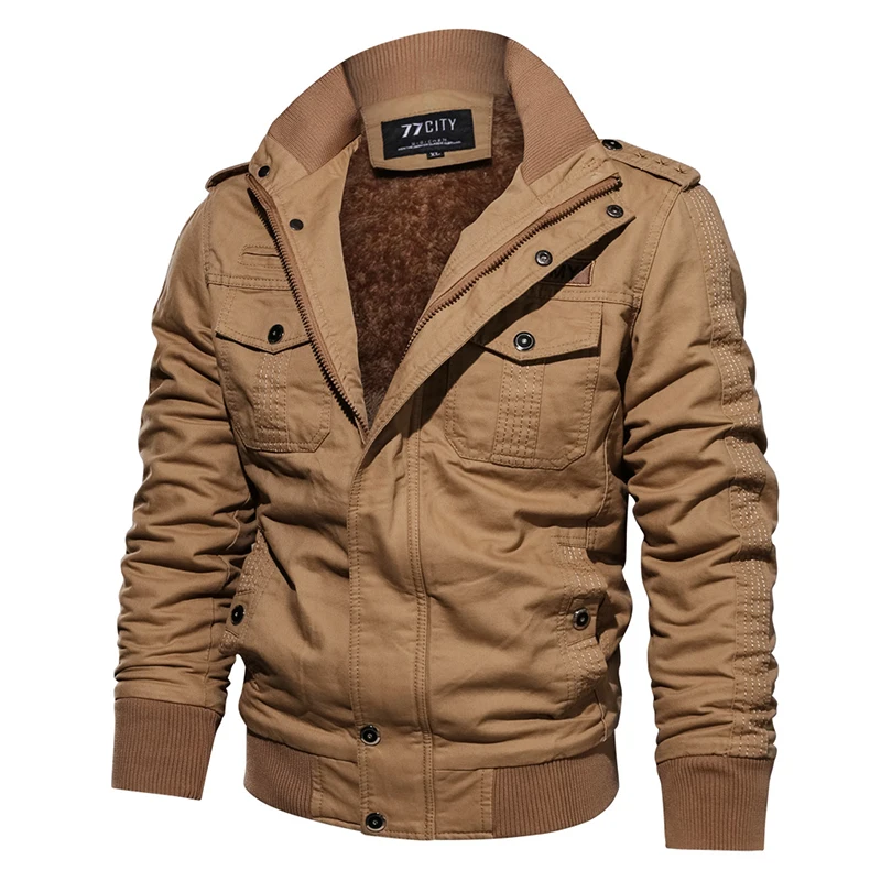 Мужская Зимняя Повседневная теплая куртка-бомбер из плотного флиса мужские