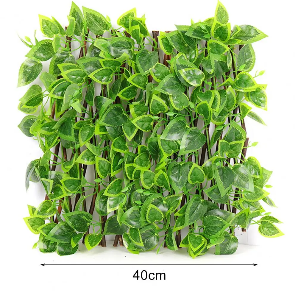 

Artificial Telescopic Fence Retractable Realistic Wood Fake Leaf Simulation Fence Outdoor Garden Plant Oranments Wall Decoration