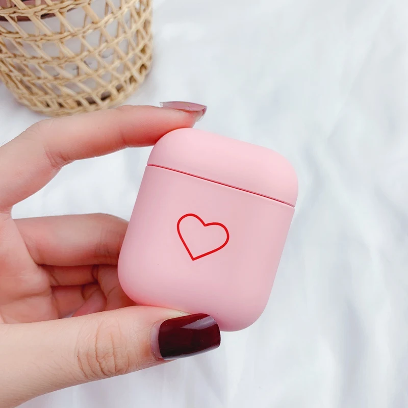 YBD Модный чехол с рисунком маленького сердца для AirPods Air pod Series 1 2 Жесткий Чехол для ПК чехол для Apple Airpods чехол Coque Funda - Цвет: Pink Heart