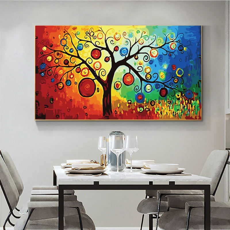 

Abstract Art Canvas Posters and Prints Colorful Tree Plants Pictures Home Wall Paintings for Living Room Decoration No Frame