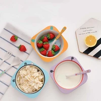 tableware baby bowl children fruit bowls creative bamboo fiber cartoon cute eating rice with fork spoon portable food supplement