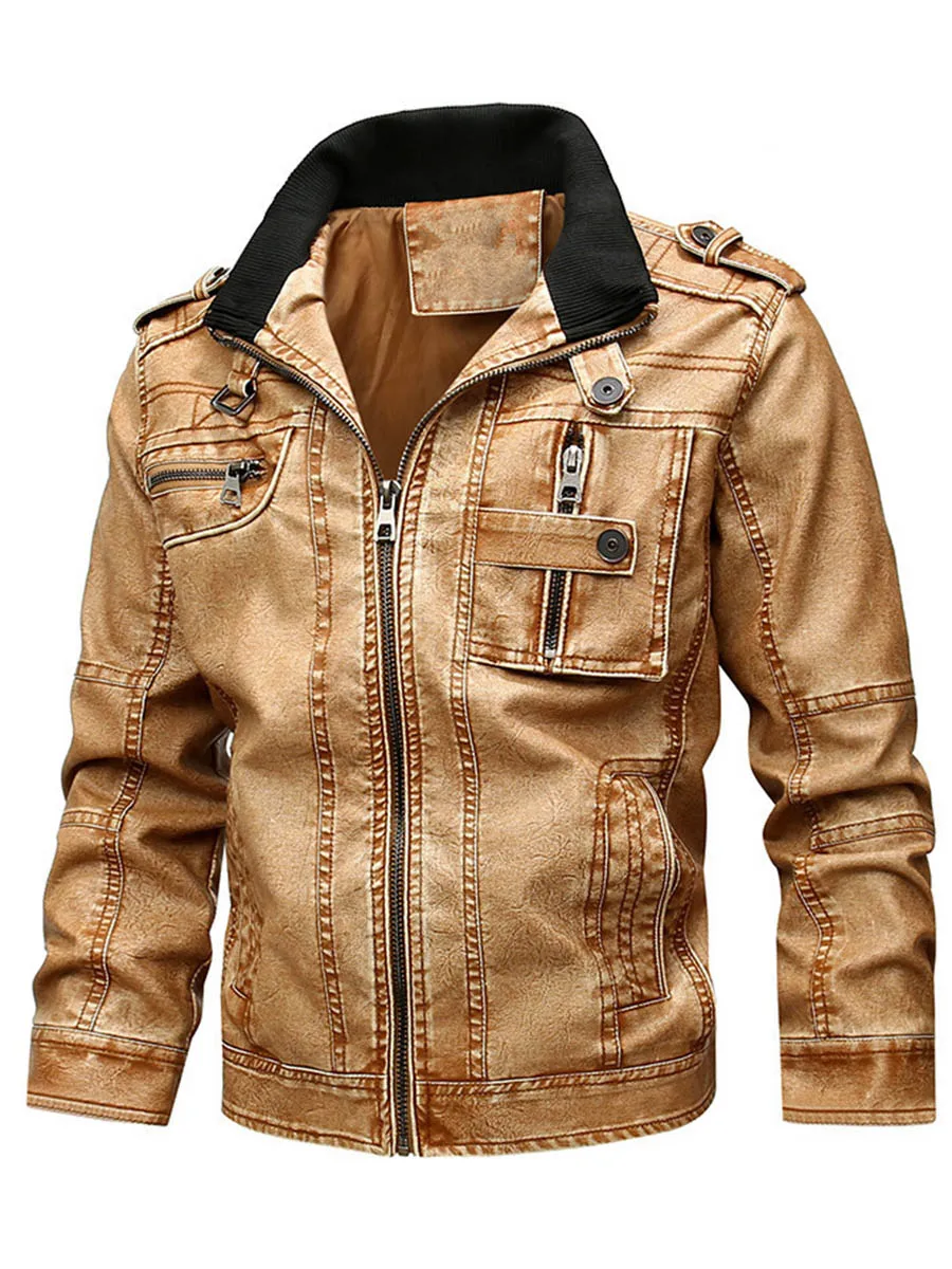 Мужская кожаная куртка большого размера XL 5XL винтажная осенне зимняя мужская