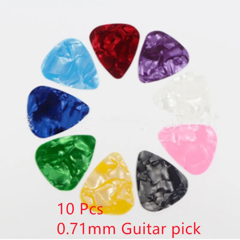 0.71mm Guitar pick Новинка 10 шт. аксессуары для гитар 0,46 мм 0,71 мм 0,96 мм цвет случайный Горячая акустические медиаторы s Plectrum целлюлоидный Электрический Гладкий - Цвет: 0.71mm Guitar pick
