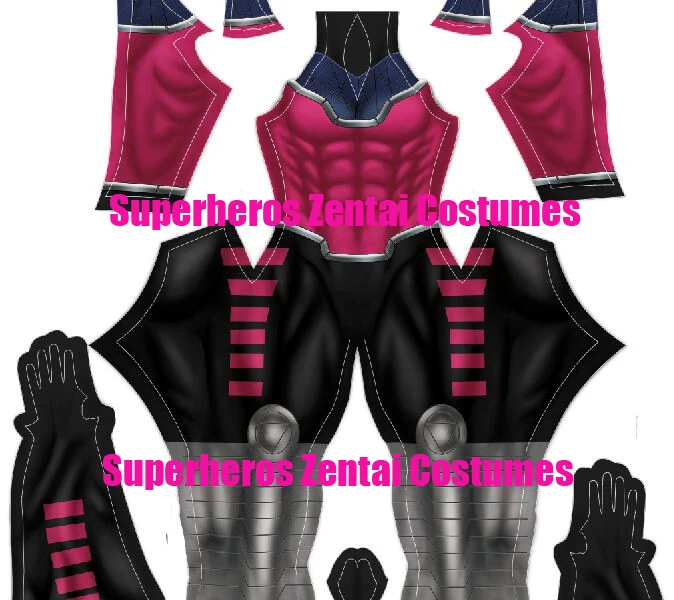 Изготовленный на заказ костюм X-Men черный и серебристый розовый из спандекса с 3D