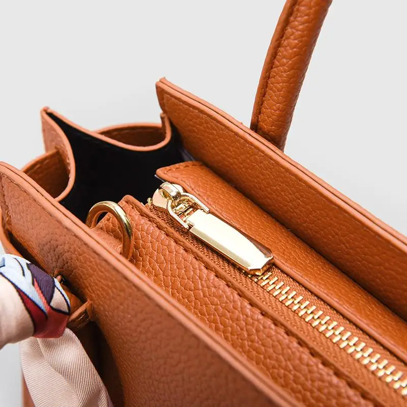 

Luxury Solid Color Soft PU Leather Women Crossbody Bags Scarf Decoration Retro Shoulder Bag Female Casual Wild Style Handbags