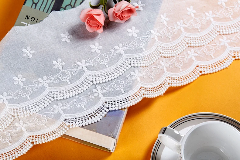 Двухслойная хлопковая кружевная лента с цветочной вышивкой ткань для шитья