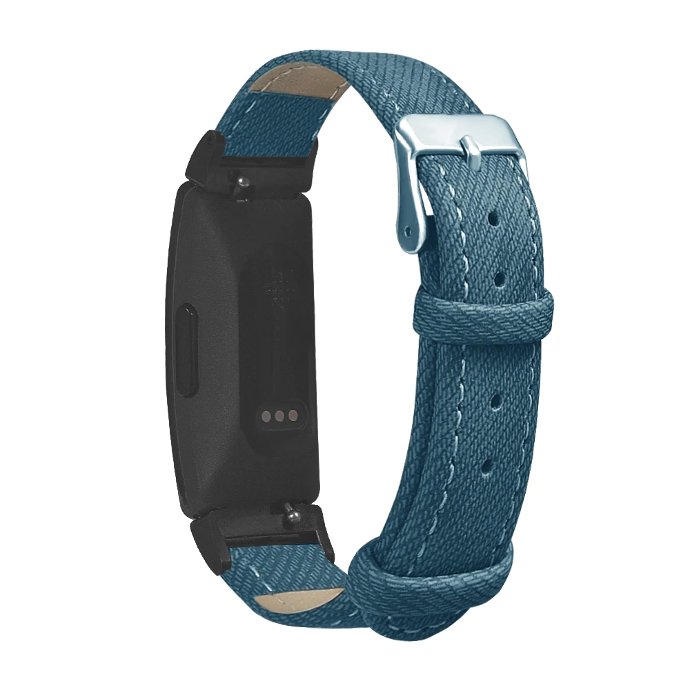 Винтажные кожаные часы ремешок из джинсовой ткани сменный для Fitbit Inspire трекер