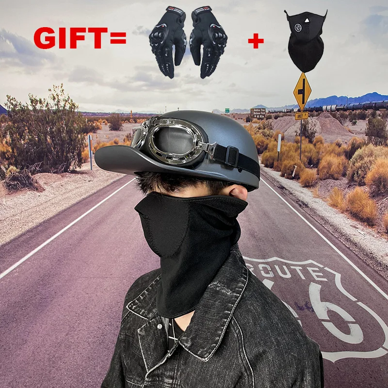 

2 Gifts Half Face Helmet Vintage Motorcycle Helmet Motorbike Motocross Helmet Biker Riding For Man Women