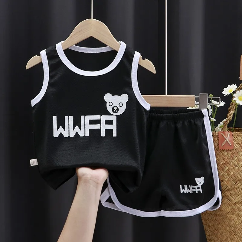 Детский Быстросохнущий Спортивный костюм летняя детская одежда топ без рукавов