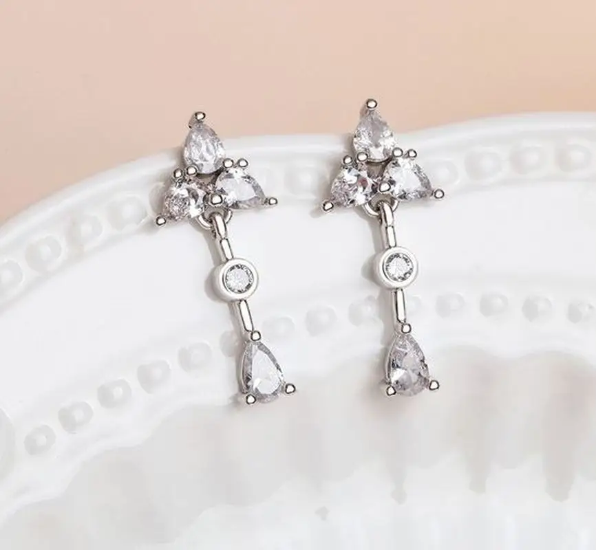 Новые серьги из стерлингового серебра 925 пробы женские с бриллиантами в