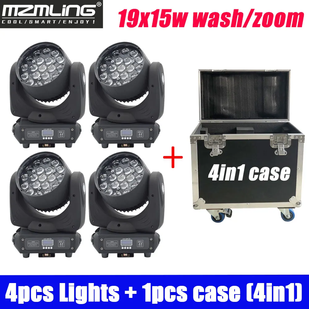 4 шт. светильник s + 1 F чехол 19x15 Вт RGBW 4в1 для мытья/масштабирования DMX512 с подвижной
