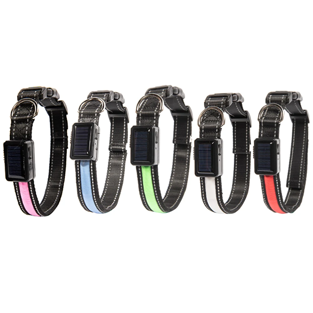 Светодиодный ошейник для собак на солнечной батарее светящийся кошек лидер