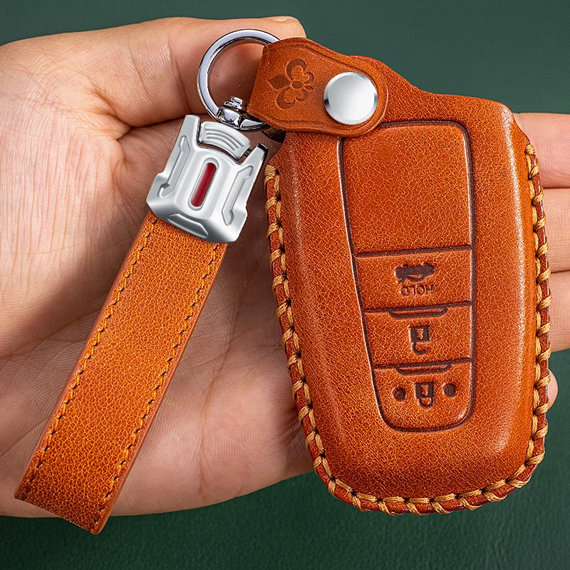 

2021 New Soft Genuine Car Key Case Cover For Toyota Prius Camry Corolla C-HR CHR RAV4 Prado 2018 Keychain Accessories