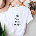 Летняя женская футболка в стиле Харадзюку, футболка с принтом логотипа на заказ, можно напечатать в любом месте, белые топы, женская футболка с коротким рукавом