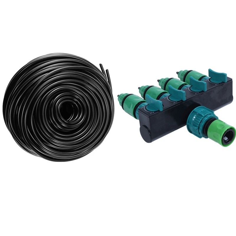 

1 Set Garden Irrigation 4-Way Tap Hose Splitter Garden Drip & 1 Pcs 50M Watering Tubing Hose Pipe