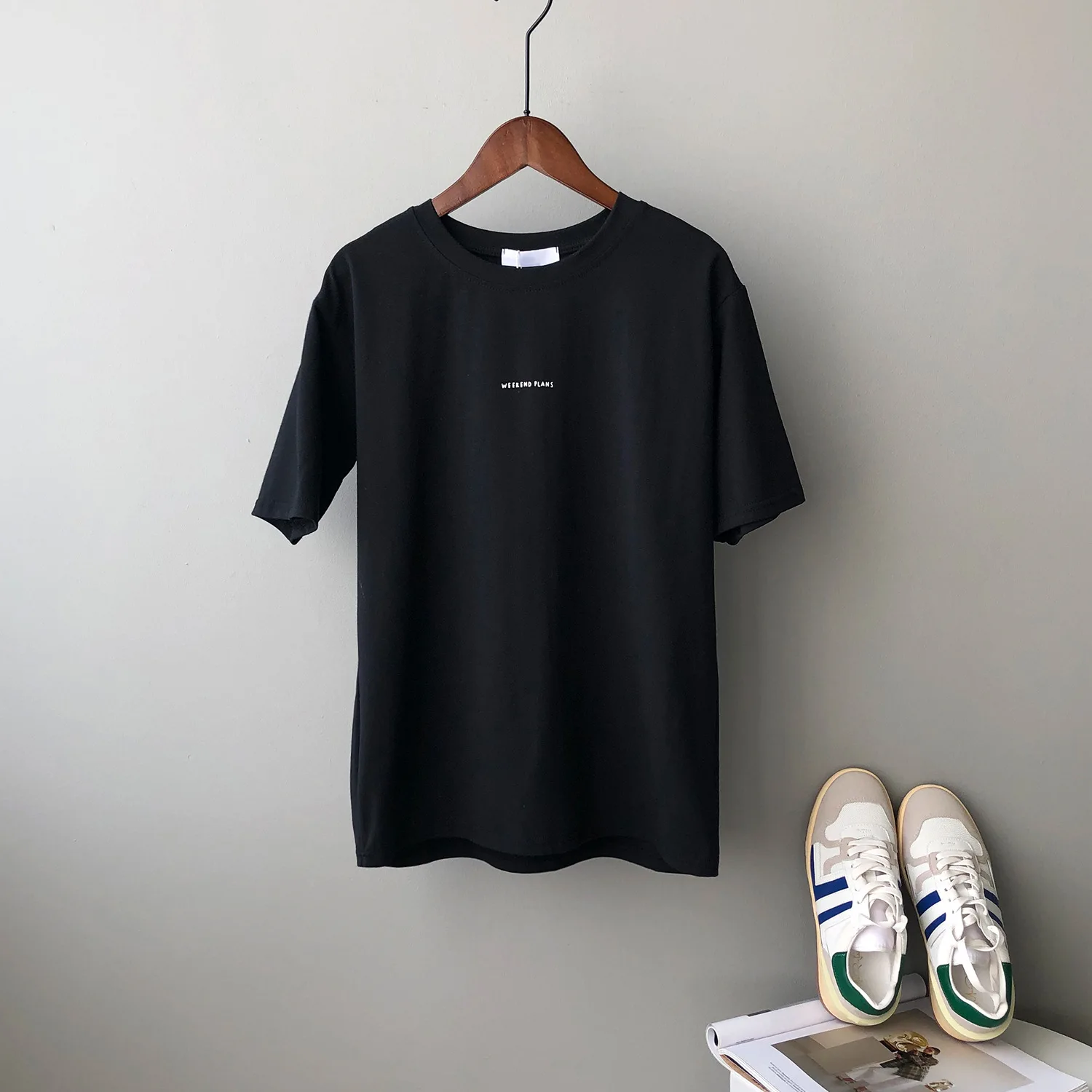 

COZOK Basic Short Sleeve T-shirt Female 2021 Spring New Korean Round Neck Simple Letter Print Top Female 1720