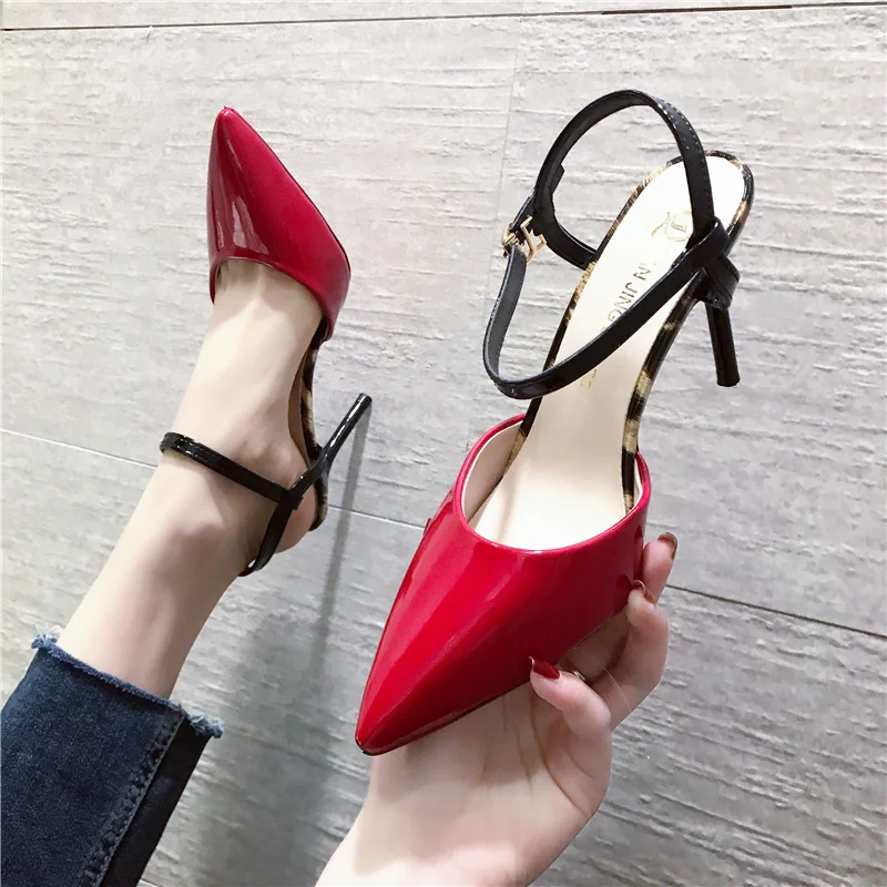 Женские туфли-лодочки на высоком каблуке повседневные с открытым носком обувь