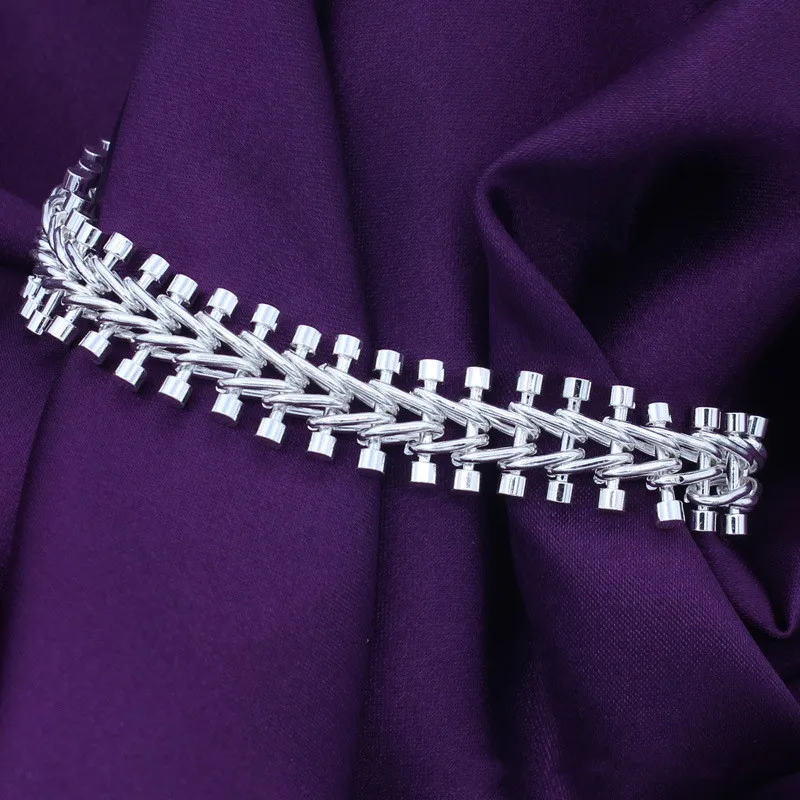 

925 Sterling Silver Jewelry Fashion 10mm Men's Exquisite Fish Bon Chain 8 Inch Bracelet Woman's Classic Clothes With Gifts SL470