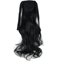 heat resistant synthetic 90gr wavy clip in ribbon ponytail extensions 1008