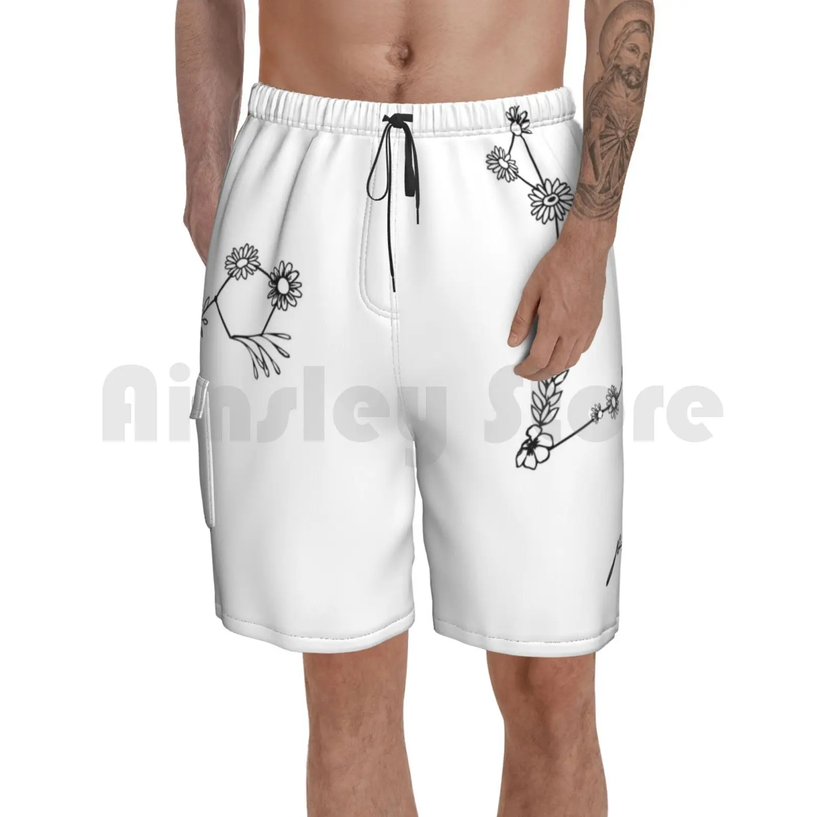 

Pisces Zodiac Wildflower Beach Shorts Men Beach Pants Swimwear Zodiac Sign Wildflower Aries Leo Libra Capricorn