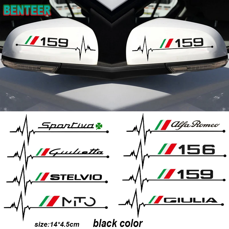 

2pcs/lot car rearview mirror sticker For Alfa Romeo 159 147 Giulietta Stelvio 4C MITO 156 Giulia Sportiva Car Accessories