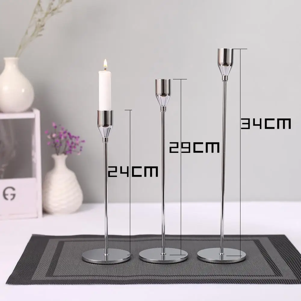 3pcs silver 1 шт. Креативные Свадебные подсвечники, вечерние подсвечники для дома, гостиной, 4 цвета - Цвет: 3pcs silver