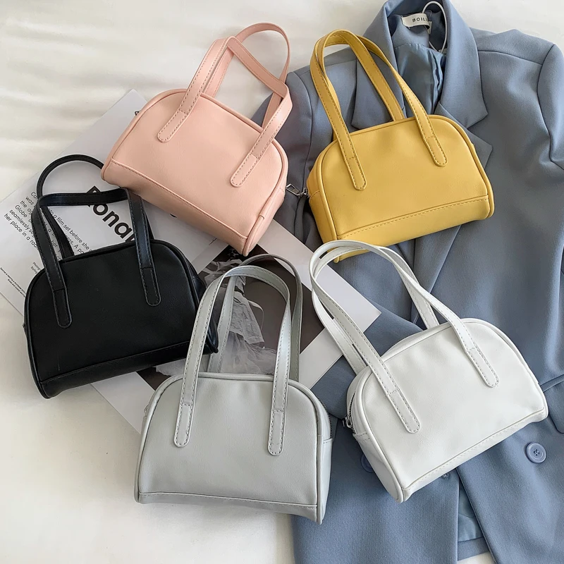 

Fashion Women Soft Handbags Large Capacity Female Daily Casual Tote Solid Color PU Leather Ladies Shoulder Underarm Bags Simple