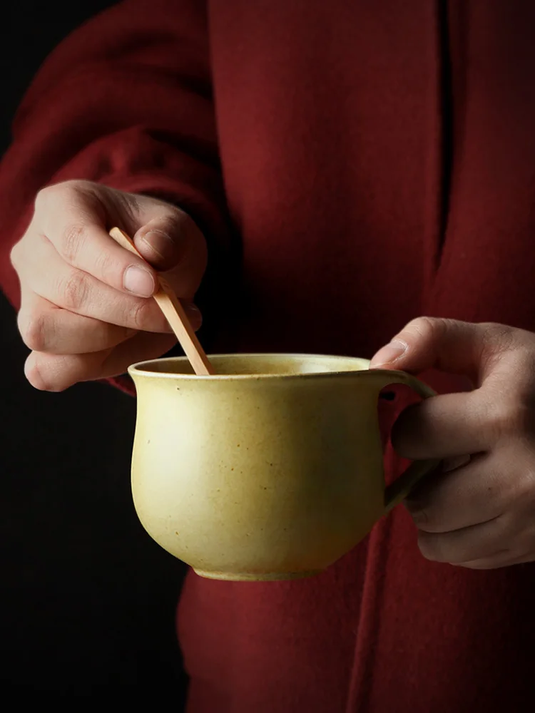 

Handmade Coarse Pottery Coffee Cup Hand Punch Retro Cup Kiln Baked Simple Home Single Cup Creative Couple's Cups