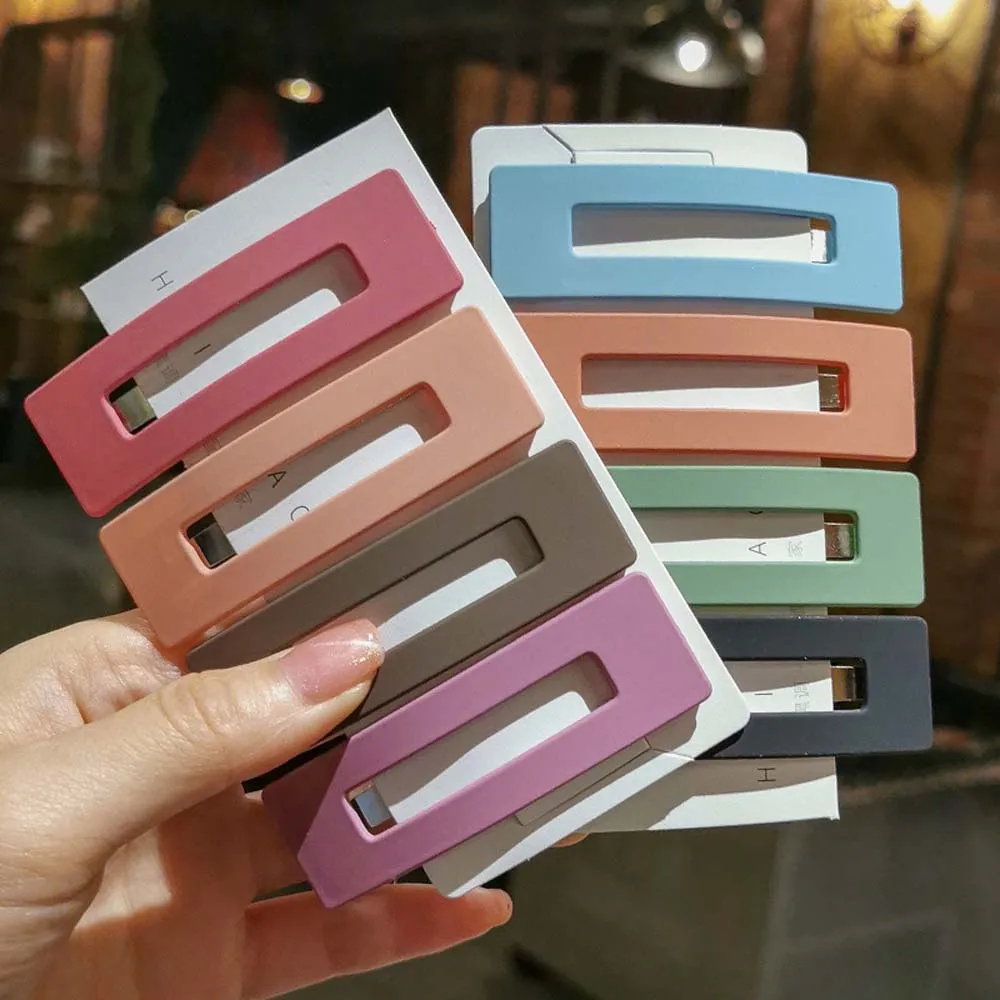 Женские матовые квадратные заколки для волос яркие металлические инструменты