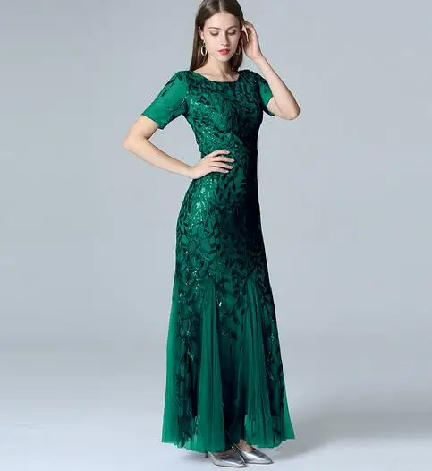 

Plus Size Mermaid O Neck Short Sleeve Lace Appliques Tulle Long Party Gown Robe Soiree Sexy Formal Dress vestido