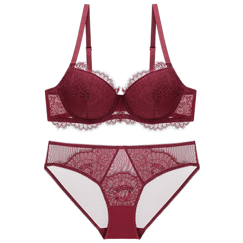 

Sexy Lace Thin Cotton Plover Bra Comfortable Breathable Compact Bra Set lingerie