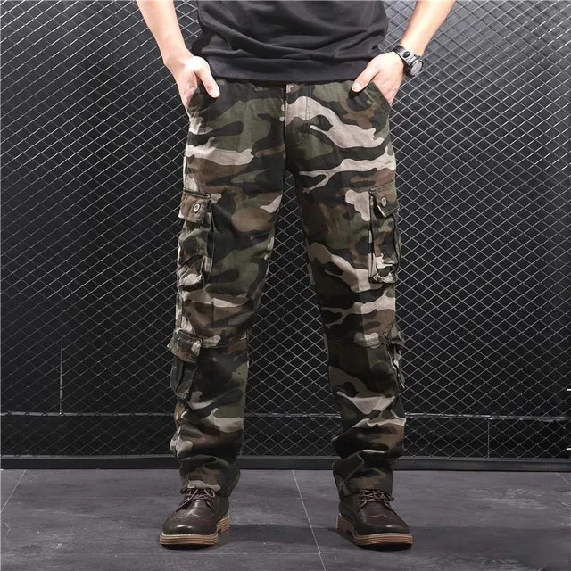 

Camo Pants Men Military Multi Pocket Cargo Trousers Hip Hop Joggers Urban Overalls Outwear Camouflage Tactical Pants Wholesale