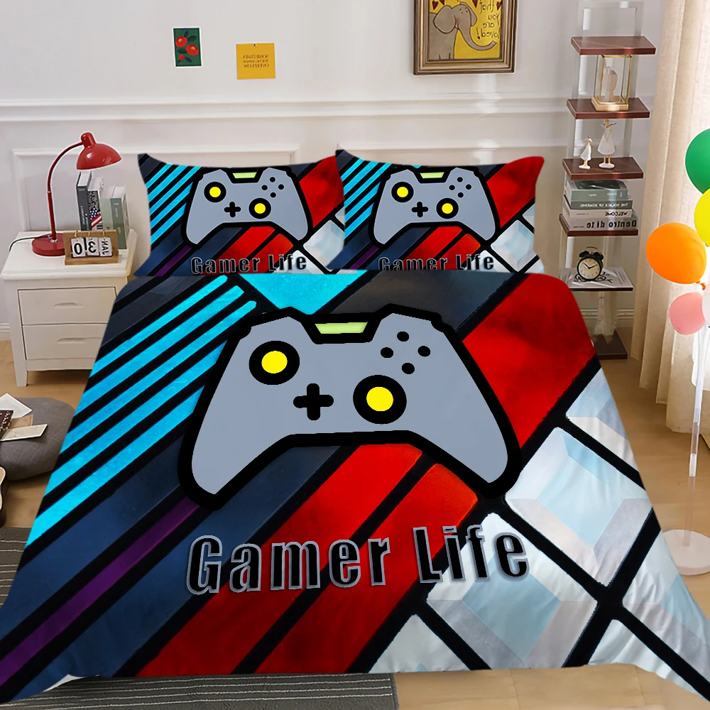 

3D Bedding Set King Size Boys Game Handle Xbox Duvet Cover Set Polyester Bedclothes Super Soft Breathable Home Decorations