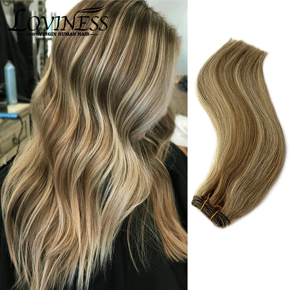 

Highlight Hair Bundles Ombre Brown Real Sew in Hair Weft Extension Balayage Human Hair Weft Remy Hair Weave Extensions for Women