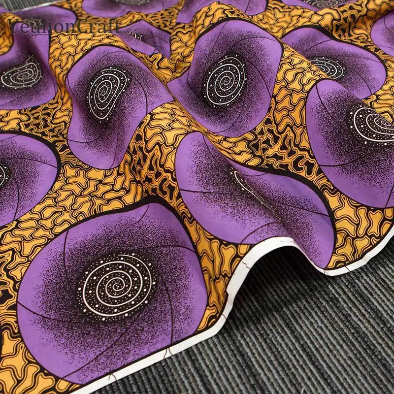 Chzimade 1 ярд африканская ткань с фиолетовым цветочным принтом из Анкары хлопковая