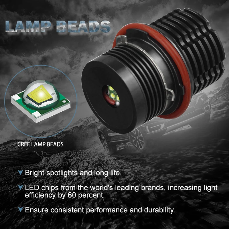 2 шт. 20 Вт 4 CREE светодиодный чипы/Bridgelux ангельские глазки белый для BMW E65 E87E39 E53 E63 E64 E60