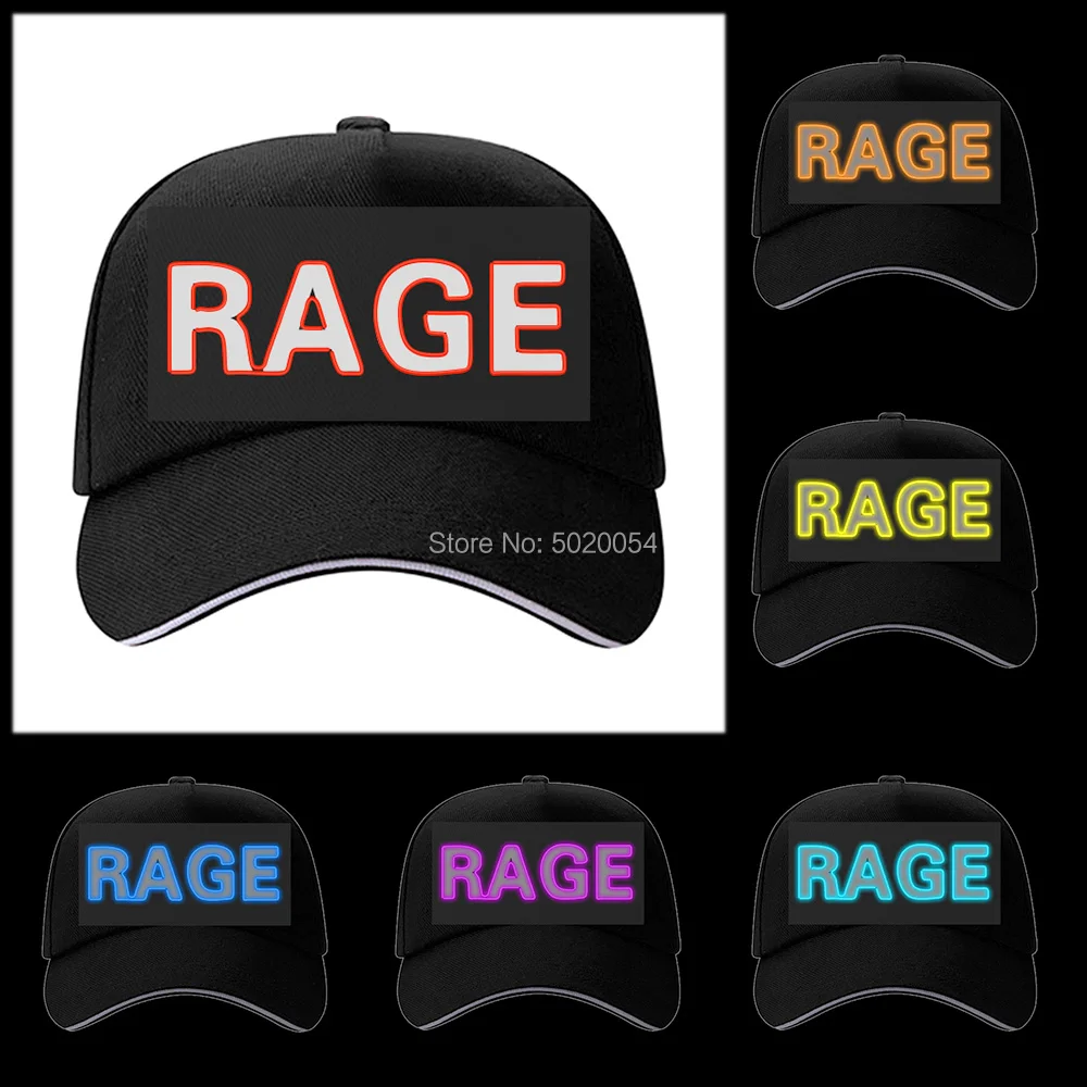 Хлопковая бейсболка со светодиодной подсветкой черная с надписью на заказ